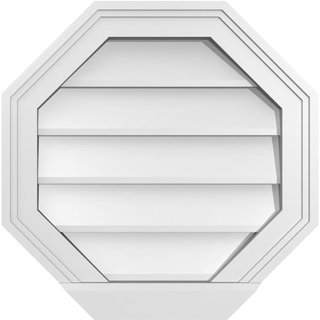 Ekena Millwork Octagonal Surface Mount PVC Gable Vent w/ 2"W x 2"P Brickmould Sill Frame, 18"W x 18"H GVPOC18X1803SN